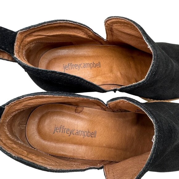 Jeffrey Campbell Rosalee Black Suede Leather Side slits ankle booties Women sz8 - Picture 9 of 10